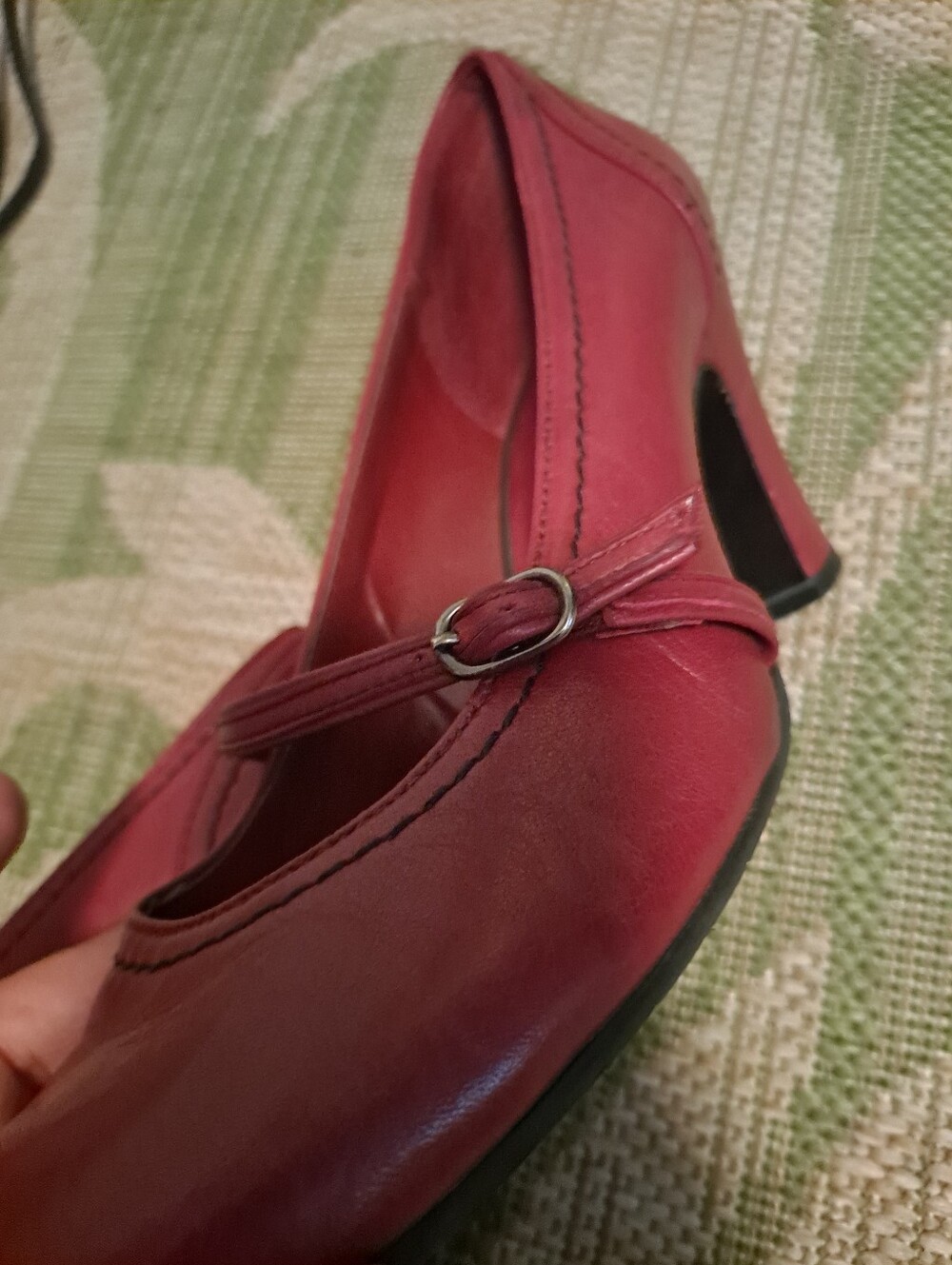 ANTONIO MELANI Red Mary Jane Leather Pumps - Picture 7 of 8